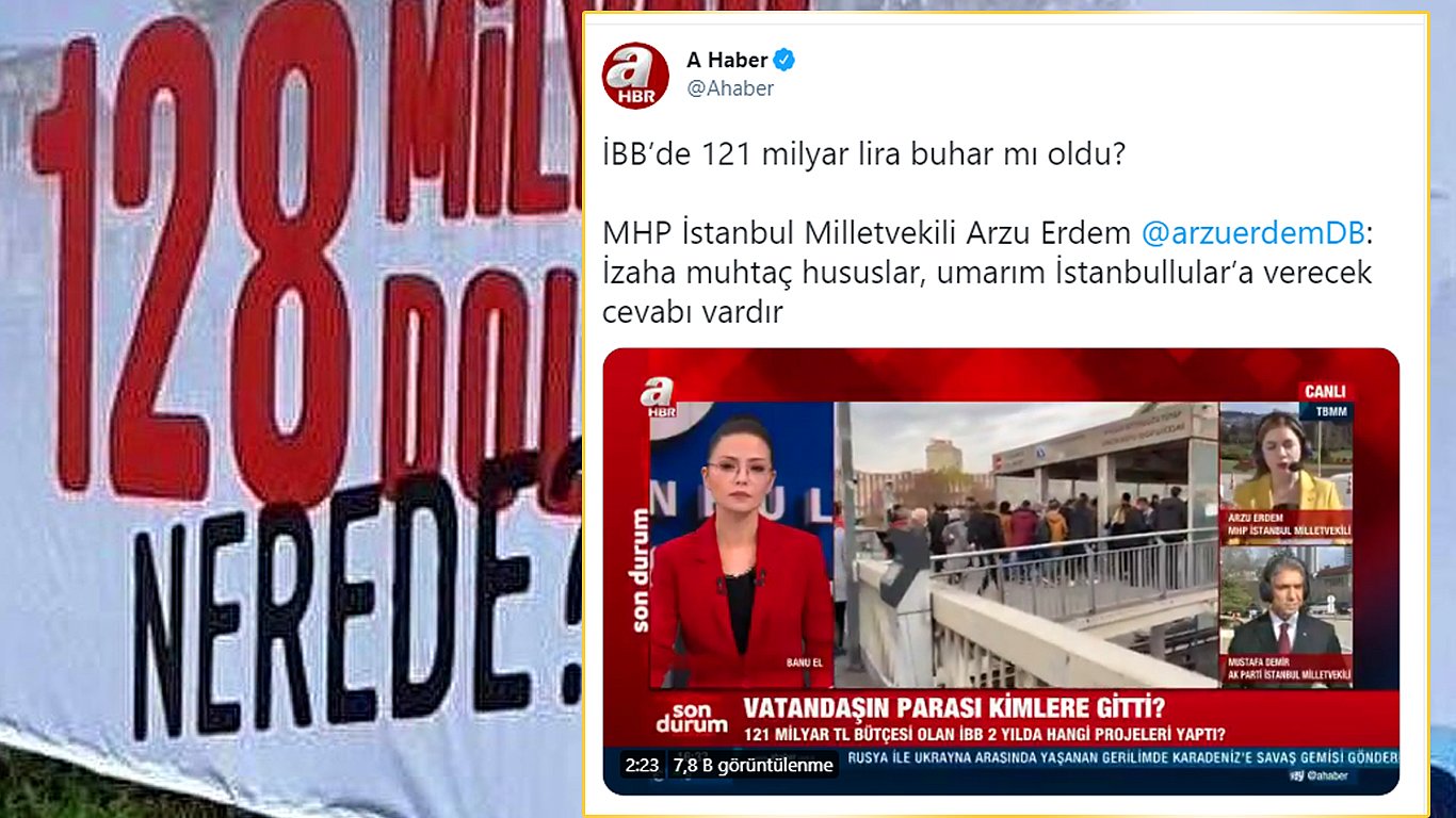 "128 Milyar Dolar Nerede?" Sorusuna A Haber'den Karşı Hamle: 'İBB’nin 112 Milyar TL'lik Bütçesi Nerede? "128 Milyar Dolar Nerede?" Sorusuna A Haber'den Karşı Hamle: 'İBB’nin 112 Milyar TL'lik Bütçesi Nerede?
