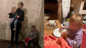 Duvar kağıdı yemek zorunda kalan çocukları polis kurtardı
