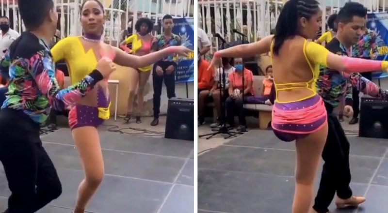 Salsa Yaparak Tek Bacağıyla Gören Herkesi Kendisine Hayran Bırakan Dansçı Kadın