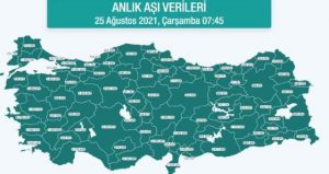 Hangi vilayette ne kadar aşı yapıldı? İstanbul, Ankara, İzmir, Bursa, Adana, Samsun aşı sayıları ve aşı haritası! 25 Ağustos günlük aşı ve doz sayıları!