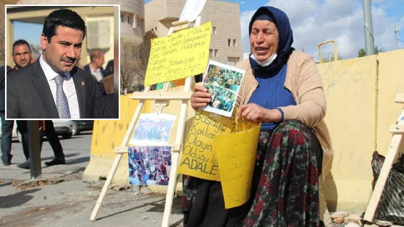 Seçim çalışmalarında öldürülen oğlu için oturma aksiyonu yapıyordu; AKP'li vekile hakaretten 4 yıla kadar mahpus cezası isteniyor