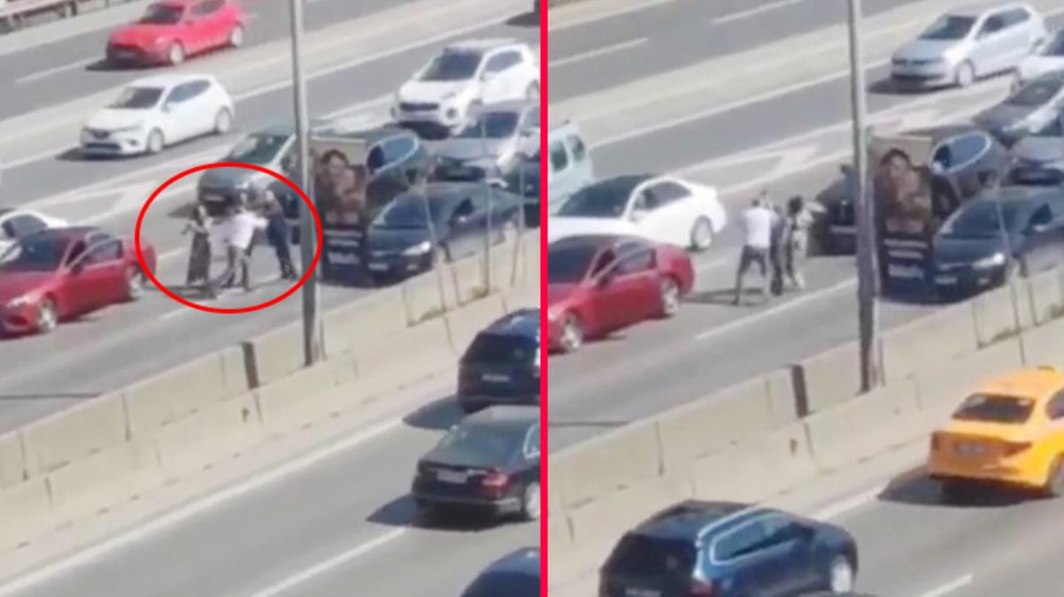 Araçları durdurup yumruk yumruğa birbirlerine girdiler! Yol verme hengamesi kamerada Araçları durdurup yumruk yumruğa birbirlerine girdiler! Yol verme hengamesi kamerada