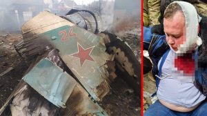 Düşürülen Rus savaş uçağının pilotu, paraşütle indiği konutun bahçesinde halk tarafından yakalandı