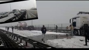 İstanbul'da yollar buz pistine döndü; TEM'de zincirleme kaza nedeniyle yol trafiğe kapandı