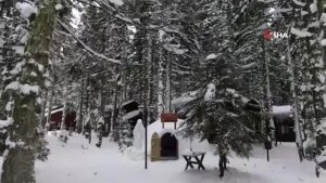 Uludağ'da kar keyfi yaşamak isteyenler için iglo ve kütük konutlar konuklarını bekliyor