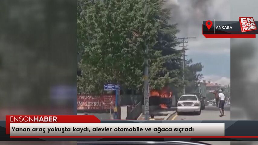 Ankara'da yanarken yokuştan kayan araç, çarptığı ağacı da küle çevirdi Ankara'da yanarken yokuştan kayan araç, çarptığı ağacı da küle çevirdi