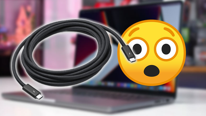 Apple, 3 Metrelik Thunderbolt 4 Pro Kablosunu Satışa Sundu Apple, 3 Metrelik Thunderbolt 4 Pro Kablosunu Satışa Sundu