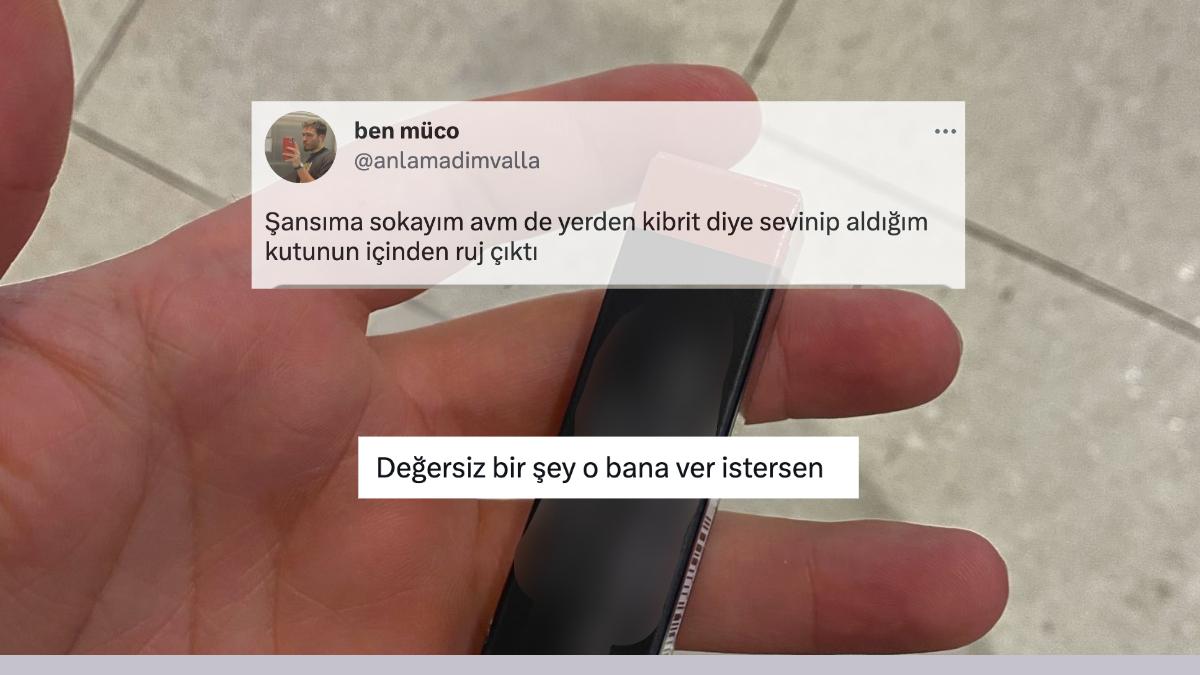 Bir AVM'de Yerde Bulduğu Kıymetli Ruju Kibrit Sanan Twitter Kullanıcısı Viral Oldu Bir AVM'de Yerde Bulduğu Kıymetli Ruju Kibrit Sanan Twitter Kullanıcısı Viral Oldu
