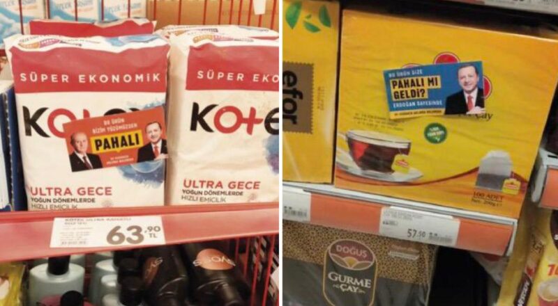 Marketlerdeki Temel Gereksinim Eserlerine Erdoğan Çıkartması