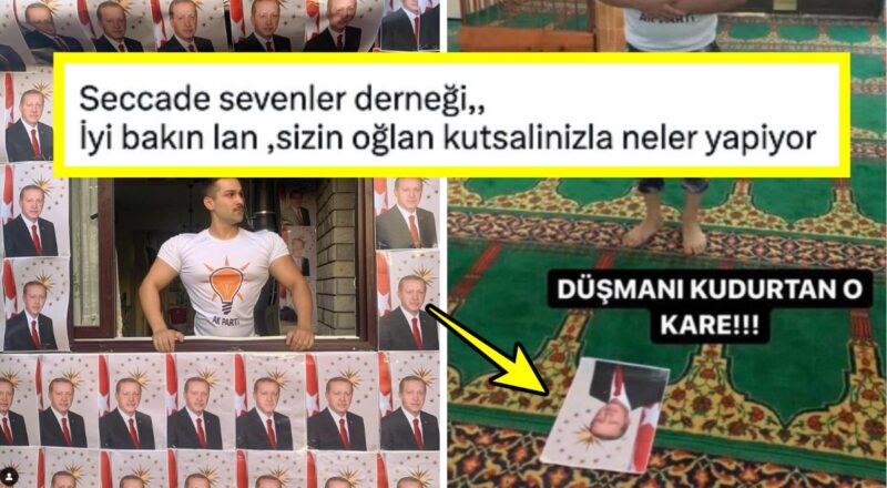 Mescitte Cumhurbaşkanı Erdoğan'ın Fotoğrafı Önünde Namaz Kılan Toplumsal Medya Troll'ü Tartışma Yarattı