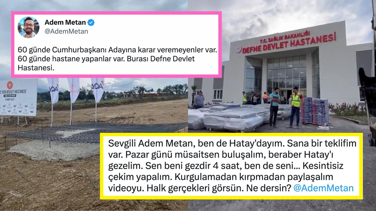 Adem Metan'ın Sarsıntı Bölgesinde Temel Atımıyla Gündem Olan Hatay Defne Hastanesi Paylaşımı Reaksiyon Çekti!