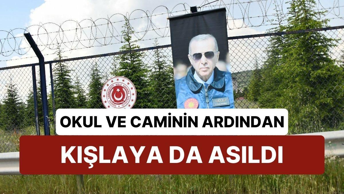 Siyaset Kışlaya da Girdi: Zırhlı Birlikler Okulu'na Erdoğan Posteri Asıldı Siyaset Kışlaya da Girdi: Zırhlı Birlikler Okulu'na Erdoğan Posteri Asıldı