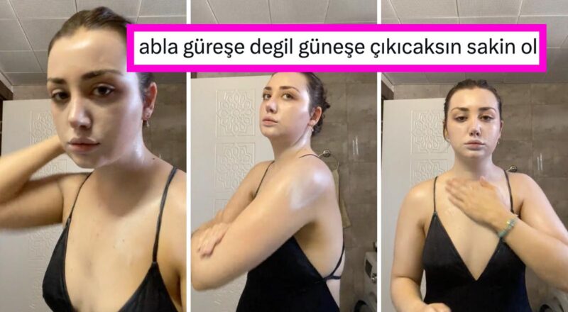 Ayna Karşısında Bedenine Güneş Kremi Sürdüğü Anları Paylaşan Bayan Goygoycuların Lisanına Düştü