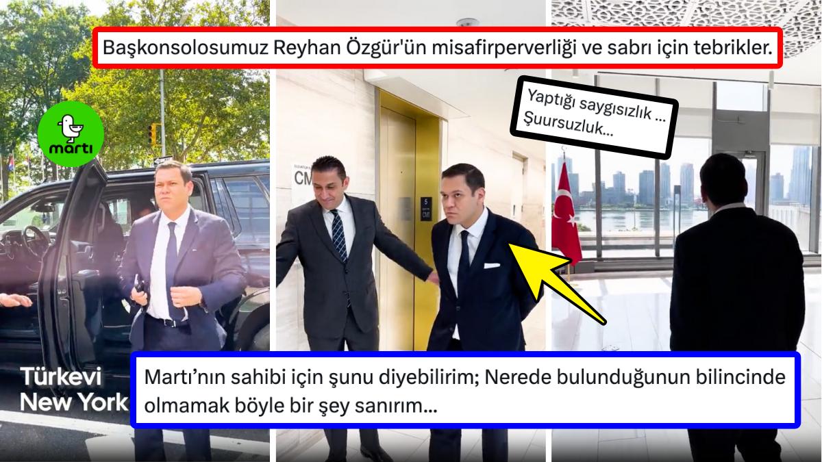 Martı'nın CEO'su Oğuz Alper Öktem'in Başkonsolos Karşısında Eline Cebine Atarak Paylaştığı Görüntü Reaksiyon Çekti