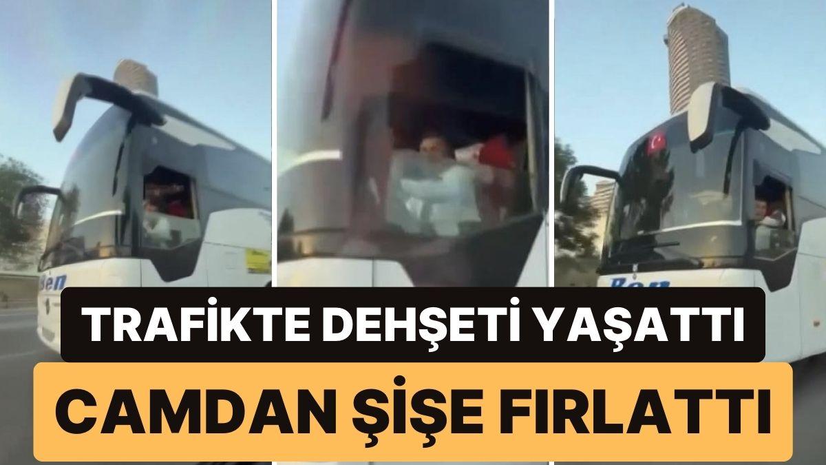 Otobüs Sürücüsü, Çocuklu Aileye Dehşet Dolu Anlar Yaşattı: Trafikteki Araca Su Şişesi Fırlattı
