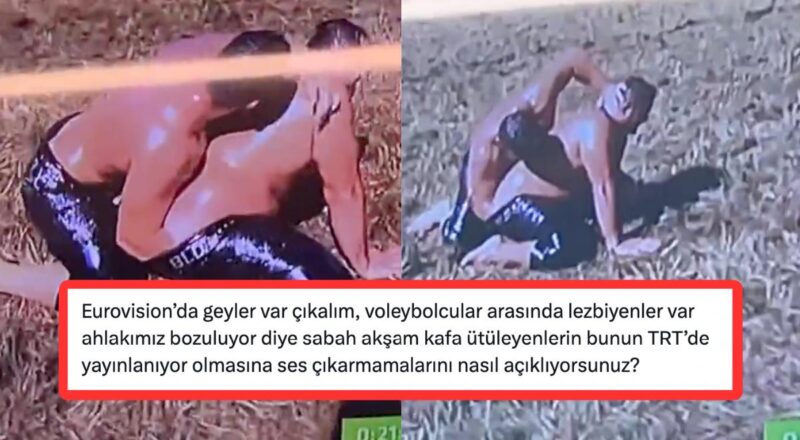 Yağlı Güreş Karşılaşmasındaki Canlı Yayın Manzaraları Tartışma Yarattı!