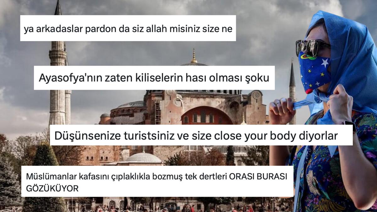 Ayasofya'da Bir Bayanı İngilizce Konuşmaya Çalışarak "Örtün" Diye Uyaran Kişi Toplumsal Medyada Reaksiyon Çekti! Ayasofya'da Bir Bayanı İngilizce Konuşmaya Çalışarak "Örtün" Diye Uyaran Kişi Toplumsal Medyada Reaksiyon Çekti!